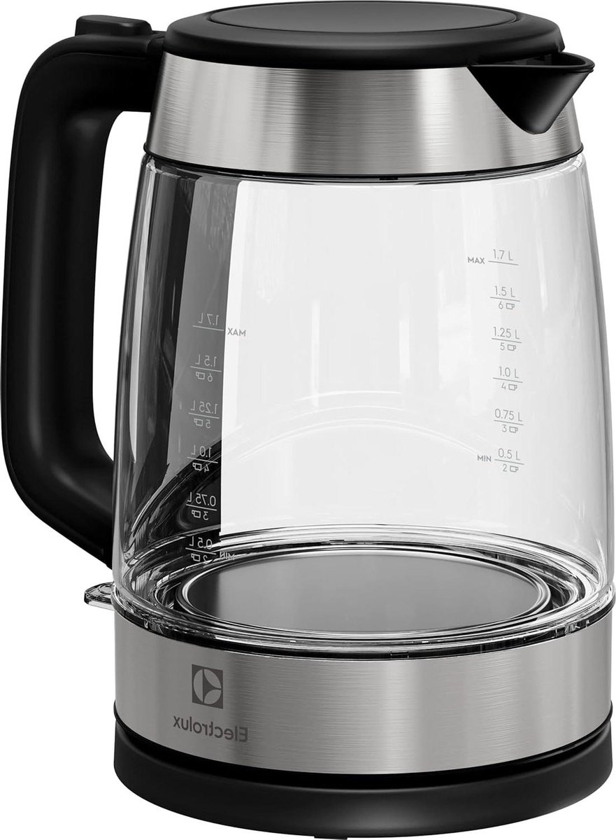 Waterkoker Glas - Thee Ketel - Snel Water Koken - Schoonmaak Indicator - 1.7 Liter - Graniet Zwart