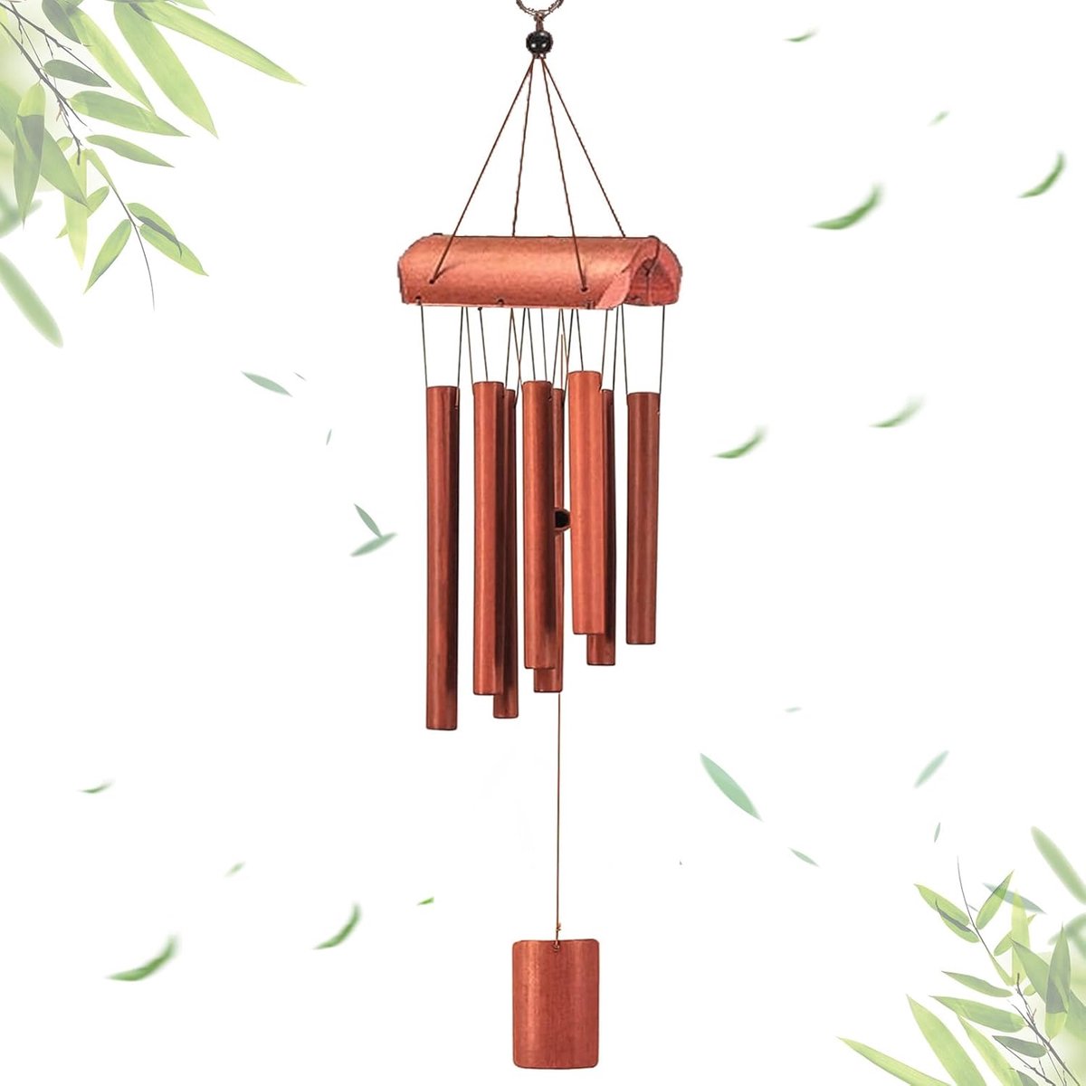 JeiibrZui Natuurlijk Bamboe Windspel - 8 Buizen Hangende Klokkenspel Voor Buiten - 65 Cm Lange Tuin Decoratie Met Rustgevende Klank - Handgemaakt Houten Windchimes Voor Balkon En Terras - Natuur Kleur
