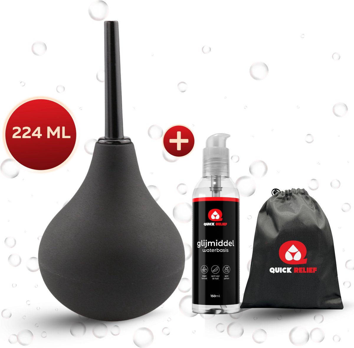 Quick Relief Cleaning Bulb™ - Anaal Douche - 224ml - Intieme Reiniging – Anal Douche – Klysma – Anaaldouche - Anaal reinigen + Glijmiddel 150ml