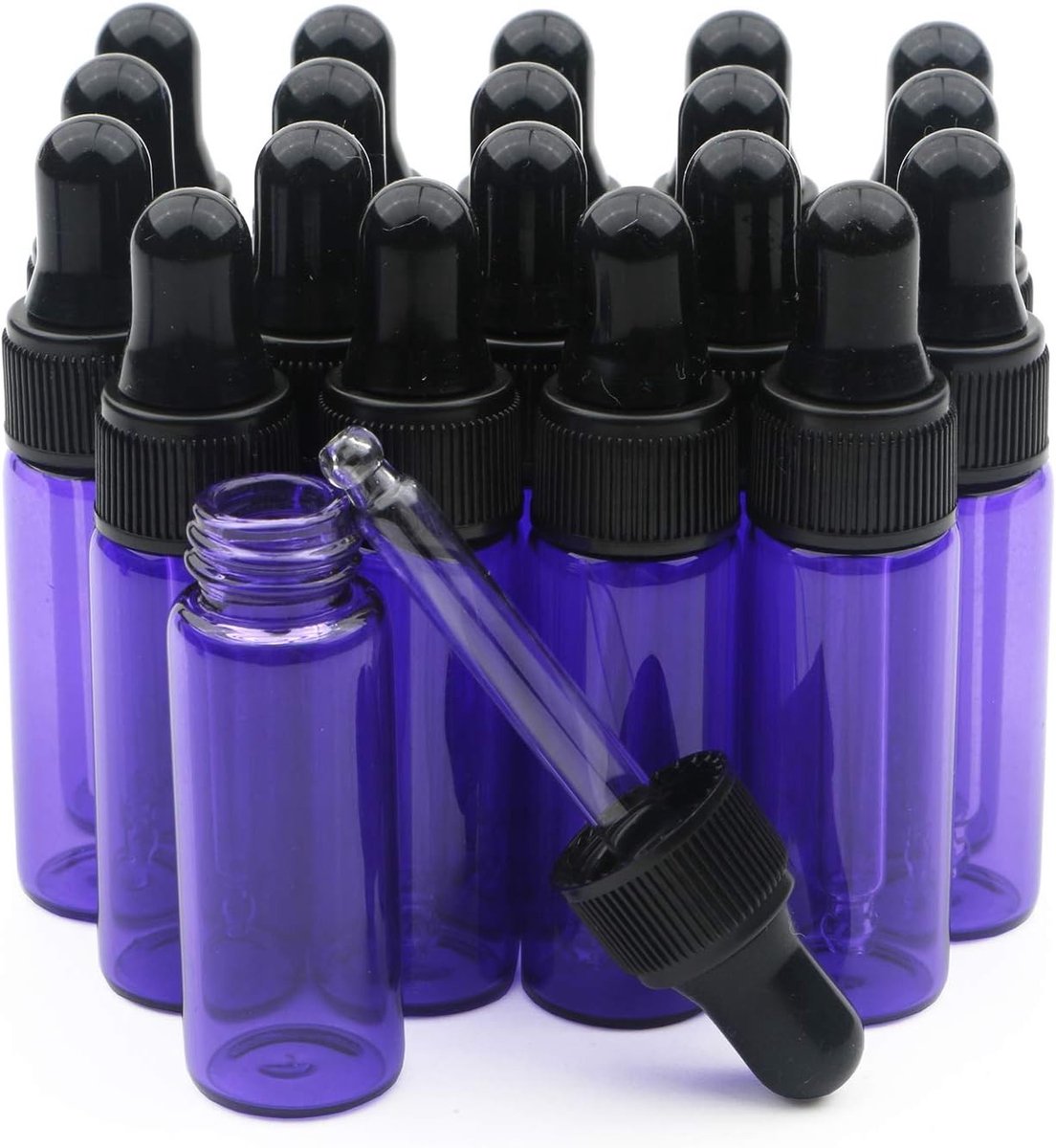 5ml paarse druppelflesjes met taps toelopende glazen druppelaars - Set van 20 voor essenti