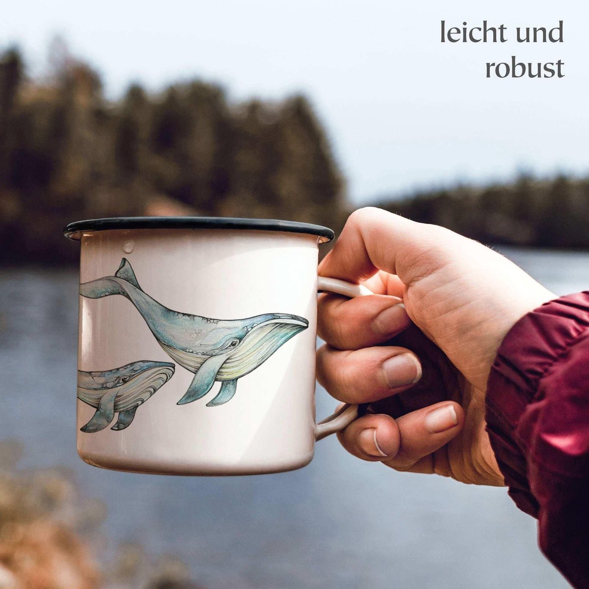 Mok emaille - walvissen (blauwe vinvissen) - Ligarti
