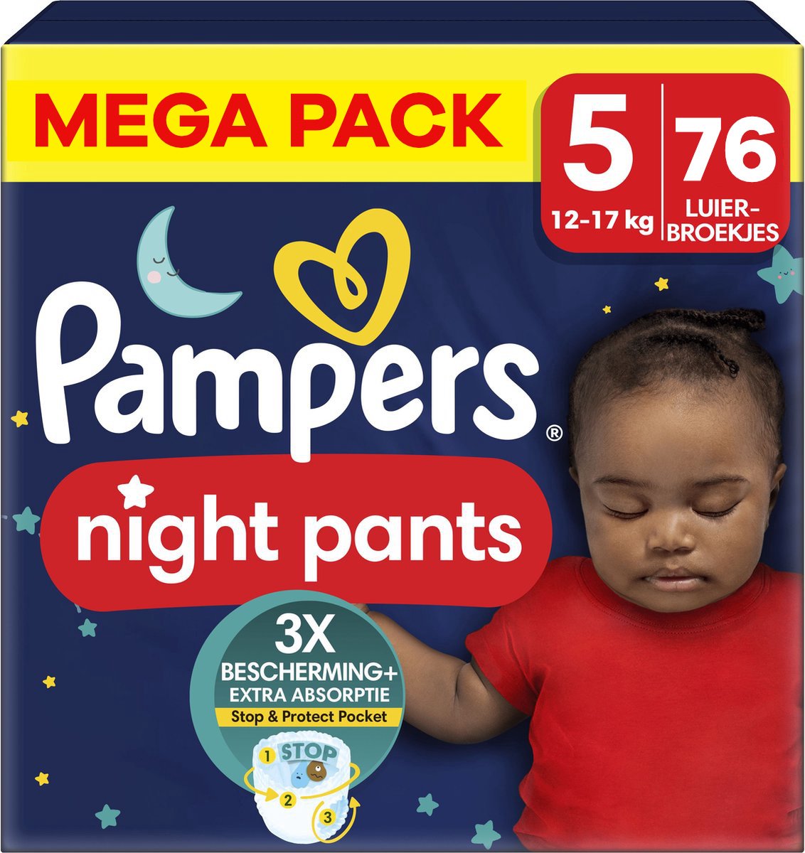 Pampers - Baby Dry Night Pants - Maat 5 - Megapack - 76 stuks - 12/17KG