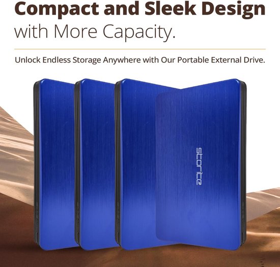 Externe harde schijf - Draagbare opslag - Back-up maken - USB 3.0 - 500 GB - Blauw — afbeelding 4