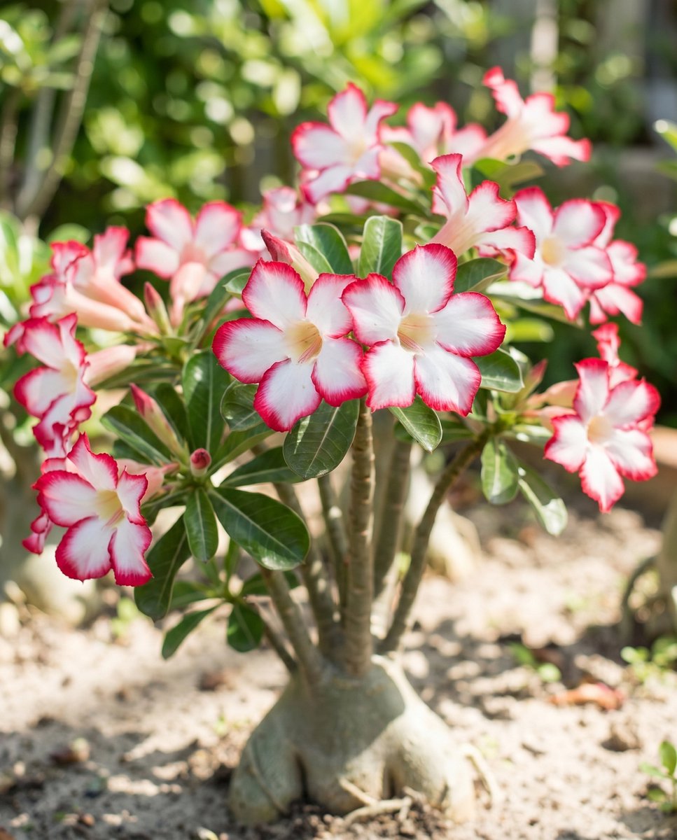 2 sets - Woestijnroos Zaden Adenium Obesum Bloemen Wit Rood Randje
