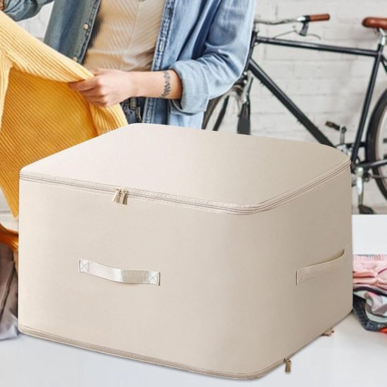Dekbed Opbergzakken - Kleding Organizer - Kast Opbergen - Ruimtebesparend Compressie - 54x42x30cm - Beige — afbeelding 5