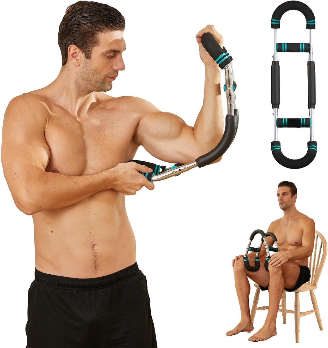 Arm Exerciser - Power Twister Borst Expander - Bovenlichaam Trainen - Instelbare Weerstand - 60-100 lbs - Zwart en Blauw