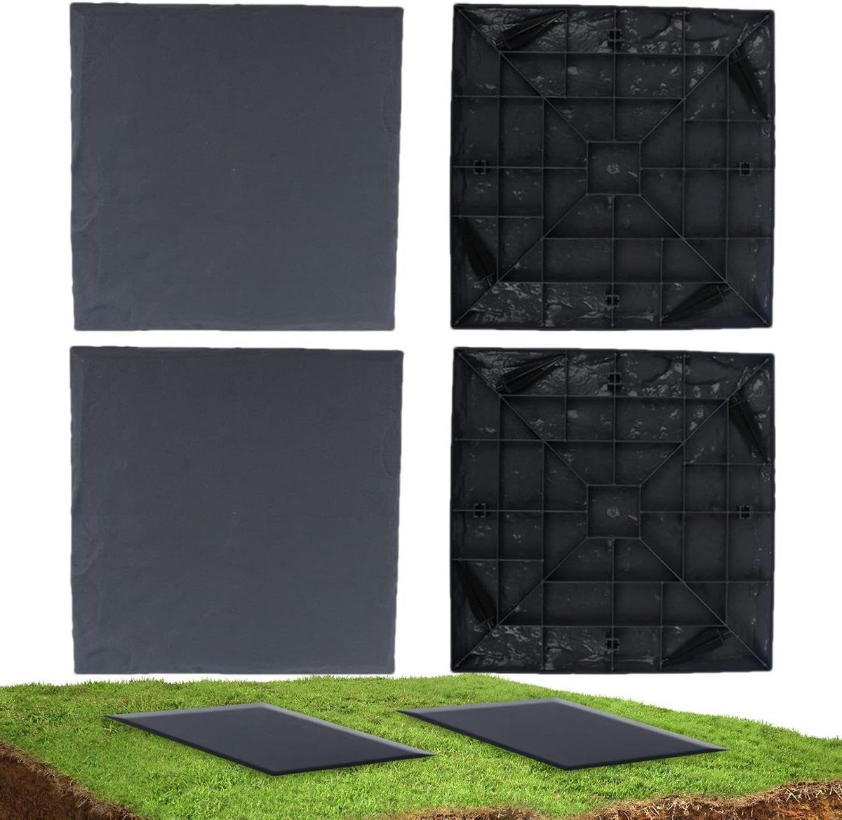 Decoratieve Tuinstenen - Hars Stenen Gazon - Tuinpad Verfraaien - Hars met Grondpen - 4 stuks 39.3 cm - Cyaan