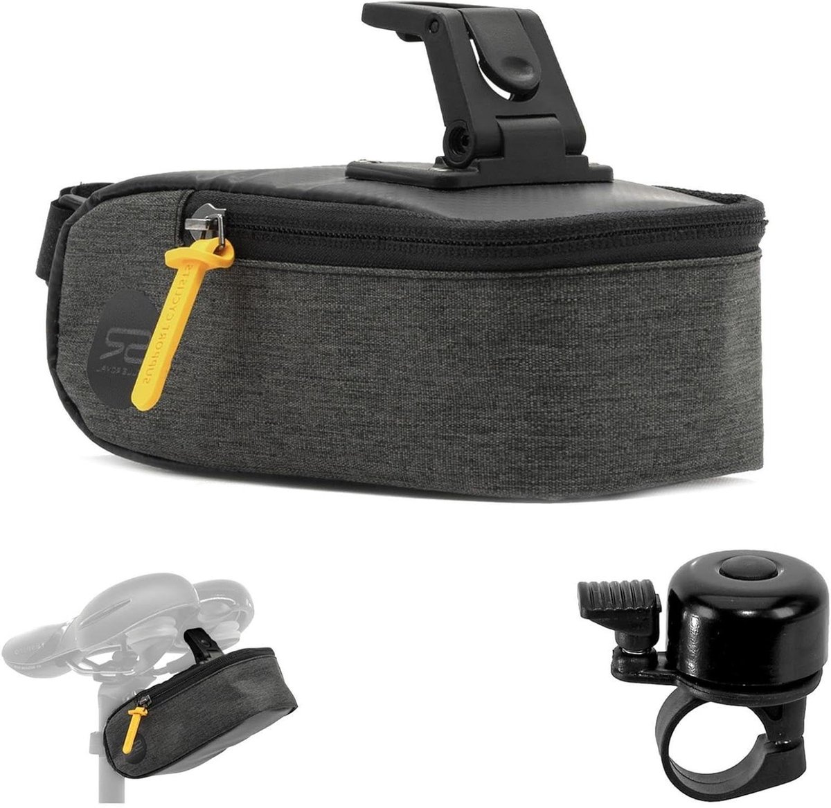 Zadelpen Tas - Fietstas Klein - Fietsen Opbergen - Waterafstotend Materiaal - 0.6 Liter - Zwart
