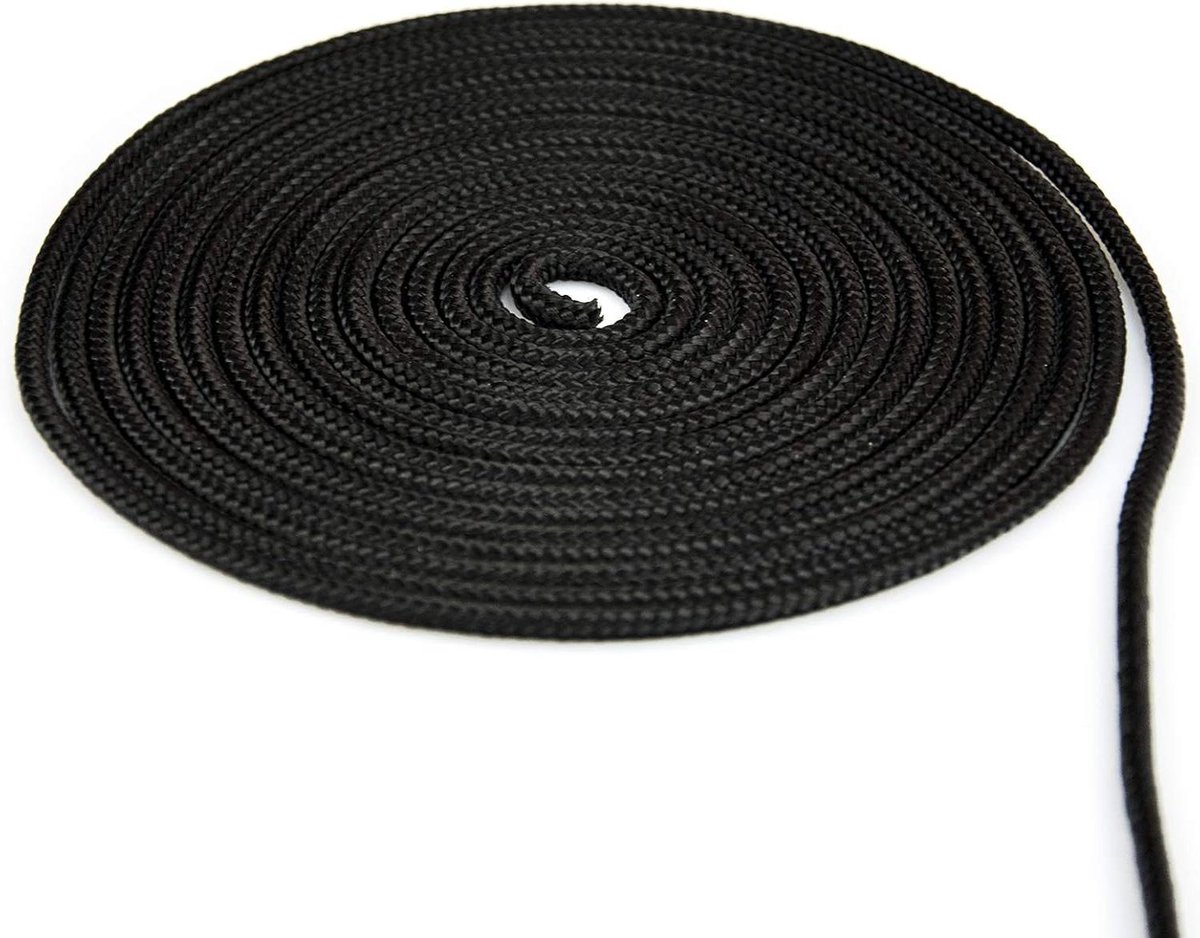Polypropyleen Touw - Gevlochten Lijn Textielkoord - Buiten Gebruiken - UV-bestendig Slijtvast - 5 mm x 50 m - Zwart