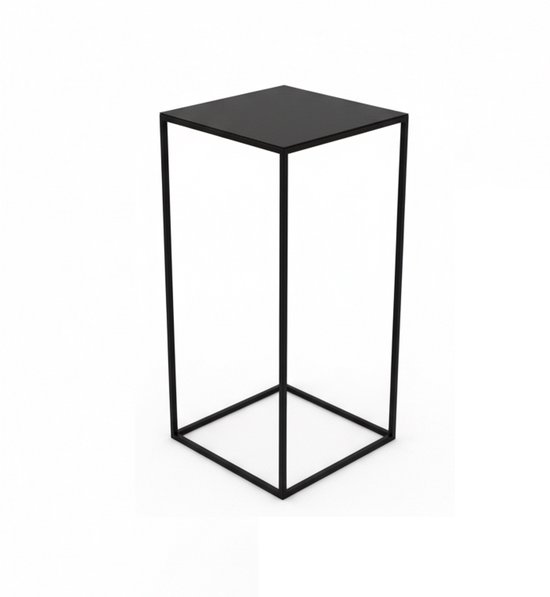 Zuil - 70 cm - metaal - mat zwart - sokkel - plantentafel
