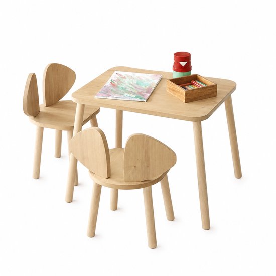 Cozy Collections Eethoek set kinderen - Kindertafel met 2 Stoelen - Peuters tafel - Speeltafel - Kinderbureau- Montessori kindertafel - Kindermeubelen Set 1 t/m 7 Jaar