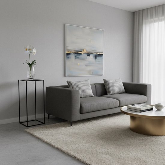 Zuil - 70 cm - metaal - mat zwart - sokkel - plantentafel
