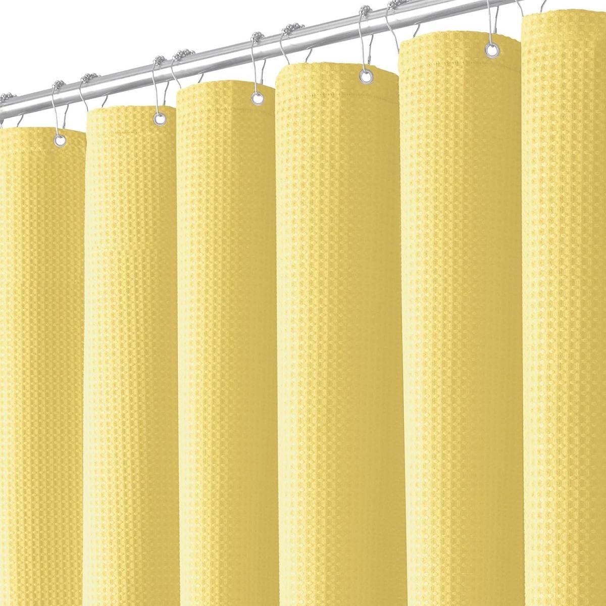 EXCITAT Douchegordijn - Wafelstof Textiel - Zwaar En Ondoorzichtig - Waterafstotend - Voor Moderne Badkamers - geel