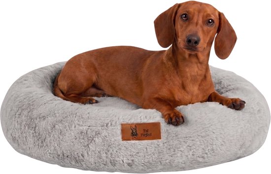Pet Perfect Orthopedische Hondenmand – Donut Hondenmand – Hondenkussen – Hondenbed – Wasbaar - 60 cm - Grijs