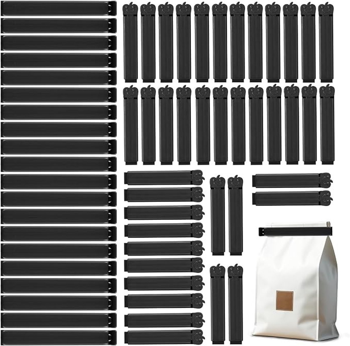 60 stuks herbruikbare sluitclips voor zakjes - 7/11 cm - plastic zakklemmen