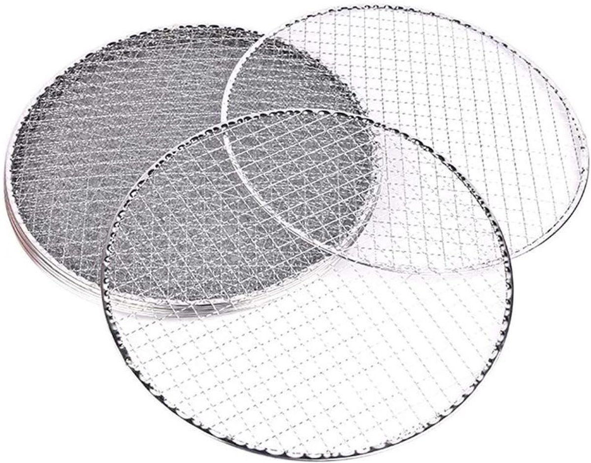 Visgrillmand - Barbecue mand - Barbecue Koken - Grote Grilloppervlakte - Rond - Zilver