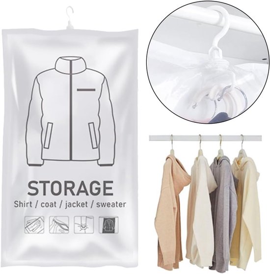 Kleding Compressie Opbergtas Ruimtebesparend Herbruikbare Lege Pomp Zakken Kleding Garderobe Quilt Vacuüm Pack voor Kleding Suits Jurk (S) — afbeelding 5