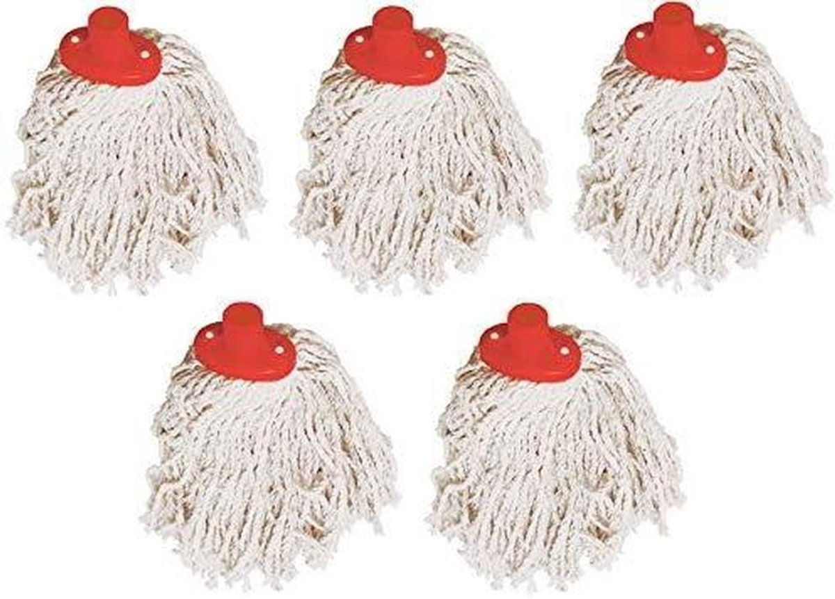 Vervangende Wismop - Reserve Mopkop - Vloeren Reinigen - Extra Absorberend - 5 stuks - Wit