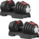 SONGMICS - Dumbbells - Verstelbare Dumbbell Set - 2 Stuks - 11-in-1 - Met Standaard