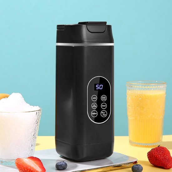 KZQ Draagbare Smoothiemaker Met Digitaal Display Zwart Usb Oplaadbare Fruitmixer En Blender Voor Smoothies Fruit En Groenten van Merkloos — afbeelding 2