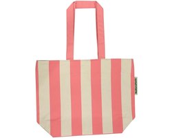 Duurzame Strandtas met Rits van 100% Biologisch Katoen - Grote Shopper met Binnenvak - Oud Roze - 54 x 40 x 18 cm - Cadeau voor vrouw