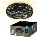 Varin® Smart Plafondlamp met ventilator - Bamboe Zwart - Tuya Wifi - Ø 50cm - Plafondventilator met verlichting - Smart lamp slaapkamer - Plafonniere kinderkamer - Plafondlampen industrieel - Plafond lamp - Afstandsbediening - Plafond met ventilator