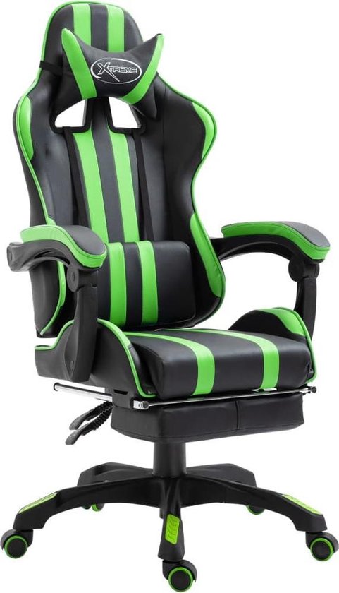 Gamestoel Groen met Voetenbank - Gaming Stoel - Gaming Chair - Bureaustoel  racing -... | bol.com