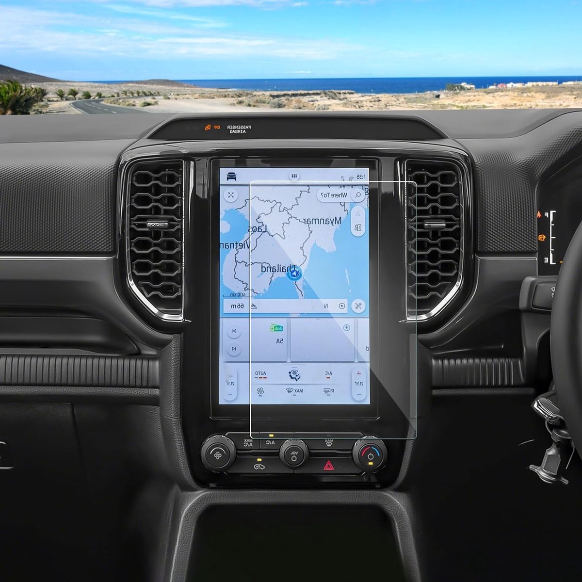 Navigatie Beschermfolie voor Ford Ranger 2023-2025, 9H Tempered Glass, Schermbeschermer en Mat Mirrored Film voor 10.1 Inch Schermen