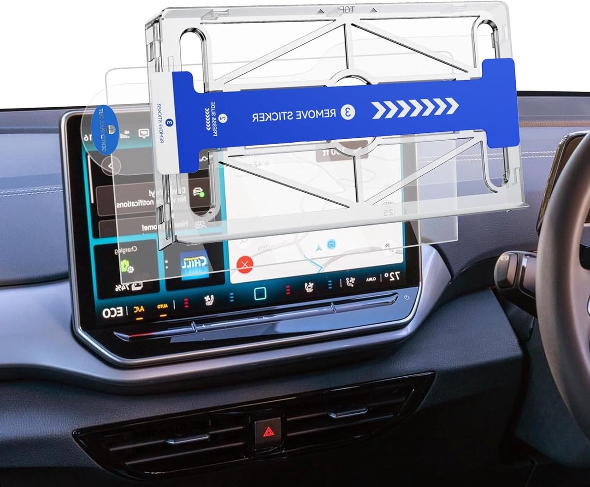 Beschermfolie voor VW Golf 8.5/Ti-gu/an 3 (Base)/Passat B9 (Base) 2024-2026, 12.9 inch Navigatie, 9H Kr scratchbestendig, Antivingerafdruk, Eenvoudige installatie
