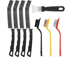 8-Delige Dieptereinigingsborstelset – Borstels voor Keukenfornuizen – Ontvetters voor Afzuigkap- en Fornuisspleten – Borstels van Koper, Nylon en Staaldraad – Ideaal voor Tegelvoegen, Hoeken en Kieren – Multifunctionele Reinigingshulpmiddelen