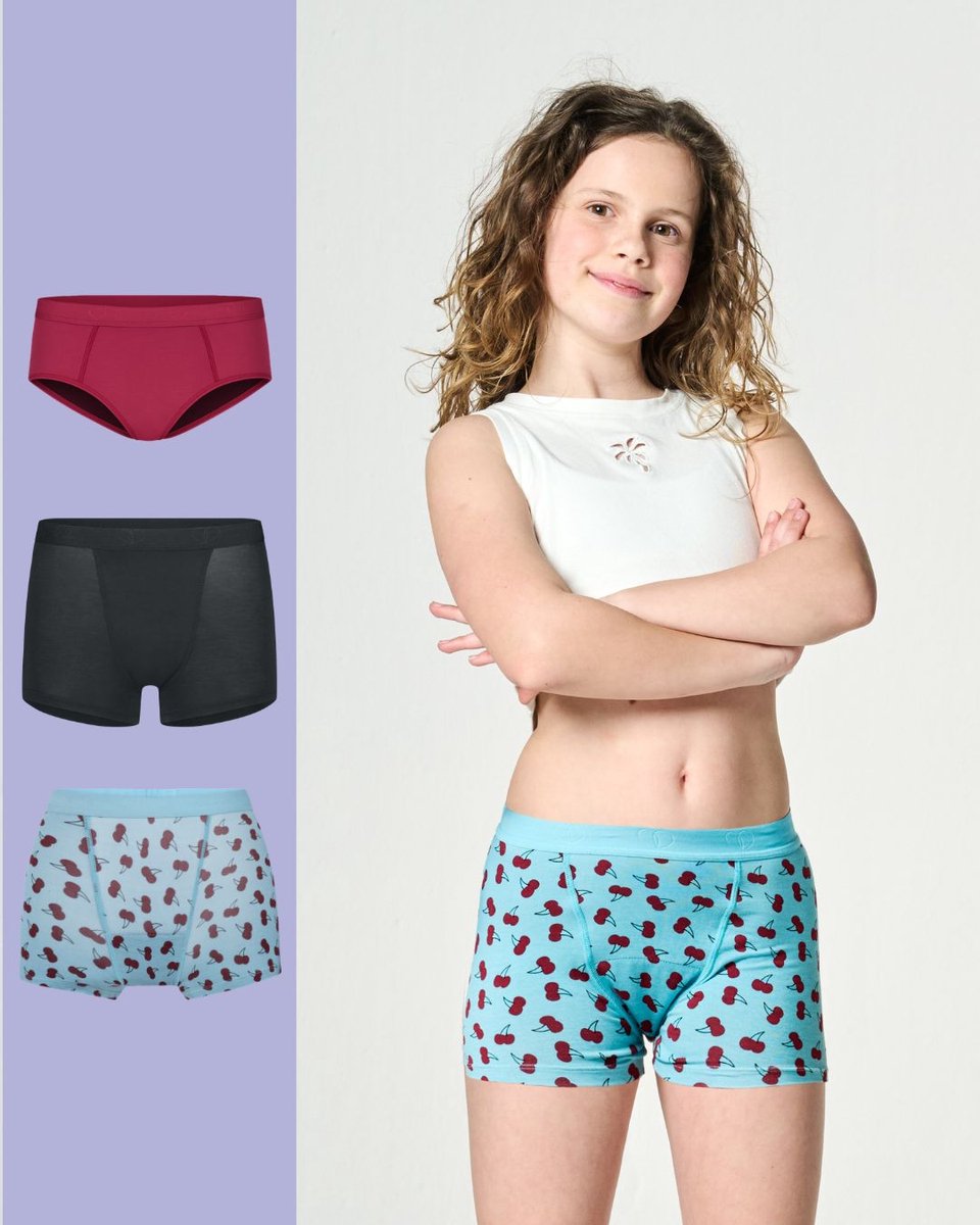 Moodies menstruatie ondergoed tiener - bundel bamboe - 3 stuks - meiden - maat 164-170 (S) - kers