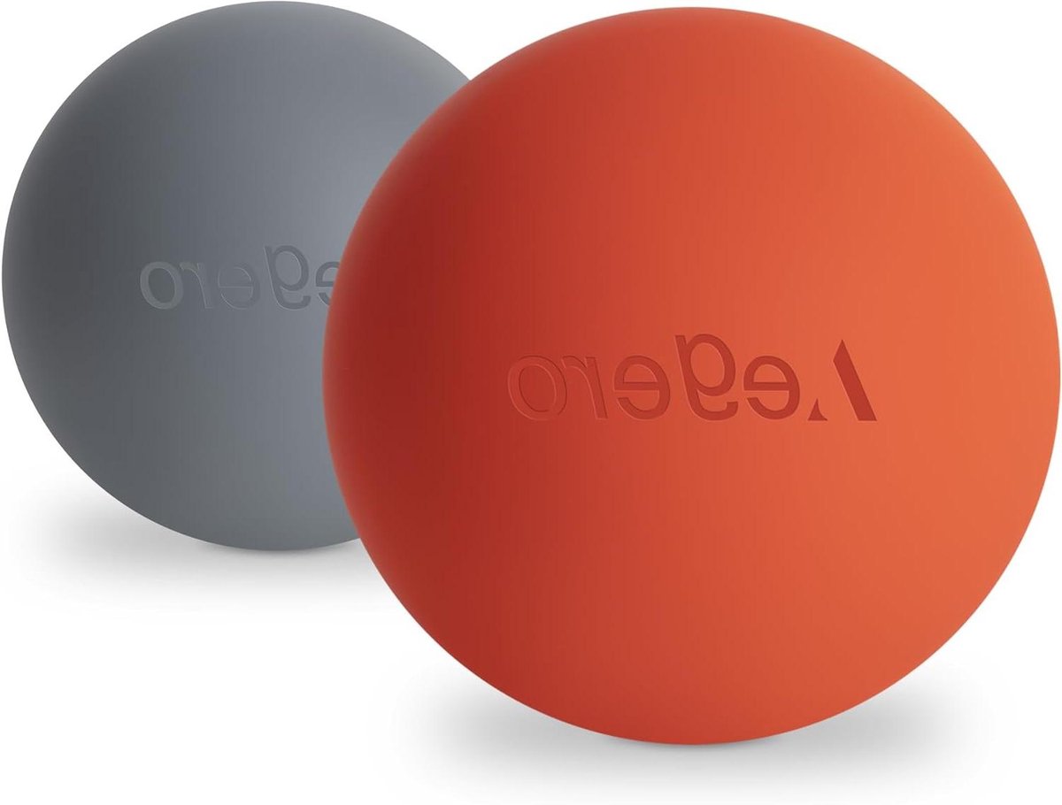 Massage Lacrosse Ballen - Spierontspanning Ballen - Diepe Weefselmassage - Massieve Rubber Constructie - 6.35 cm Diameter - Oranje Grijs
