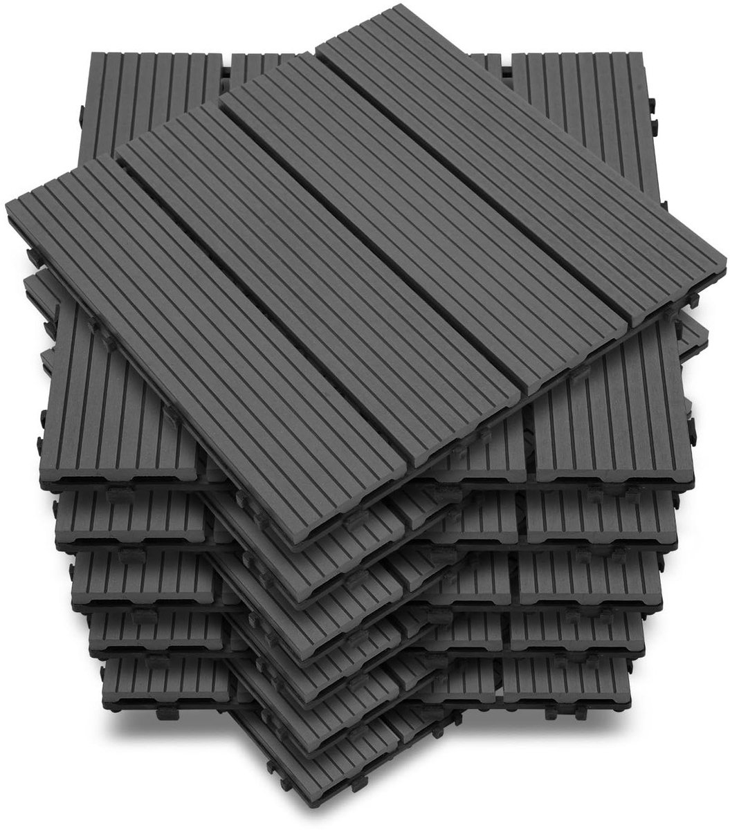 Terrastegels WPC - Balkontegels Composiet - Buitenruimte Vernieuwen - Eenvoudig Kliksysteem - 8 m² - Antraciet