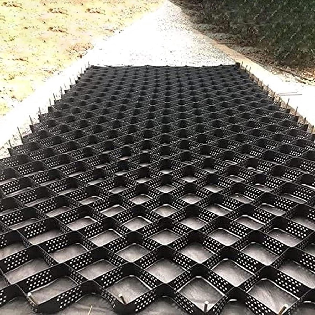 Grindrooster - Geogrid bestrating - Opritten stabiliseren - Hoge treksterkte - 5 cm hoog - Zwart
