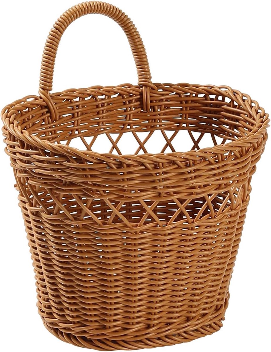Wandmanden - Opbergdoos - Keuken Organiseren - Rustieke Rietlook - 23 cm Breed - Bruin