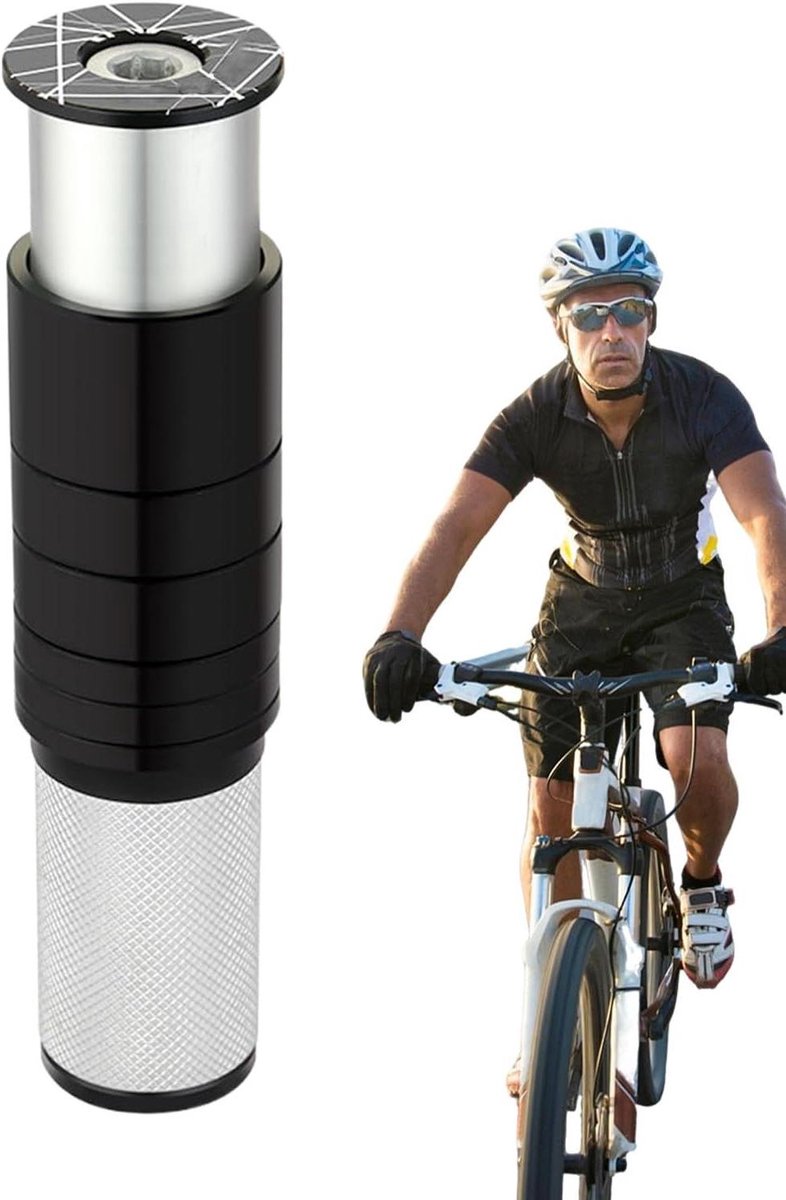 Stuurverhoger Fiets - Stuuradapter Racefiets - Comfortabel Fietsen - Precisie Aluminium Legering - 3-55mm Verstelbaar - Zwart