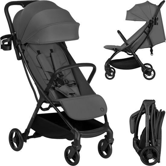 Lionelo Agia Buggy – Lichtgewicht 7,3 kg – Compacte & Inklapbaar – Ligstand en Grote Zitting – Wielen met Vering – Bekerhouder – Kinderwagen vanaf 6 Maanden tot 22 kg – Plooibuggy - Reisbuggy Wandelwagen - Kinderbuggy