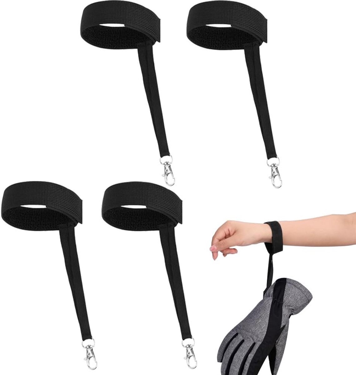 4-Pack Ski Handschoenen met Elastische Polsbanden, Antislip en Verliesbestendig, Verstelbare Sportaccessoires voor Skiën, Snowboarden en Bergbeklimmen