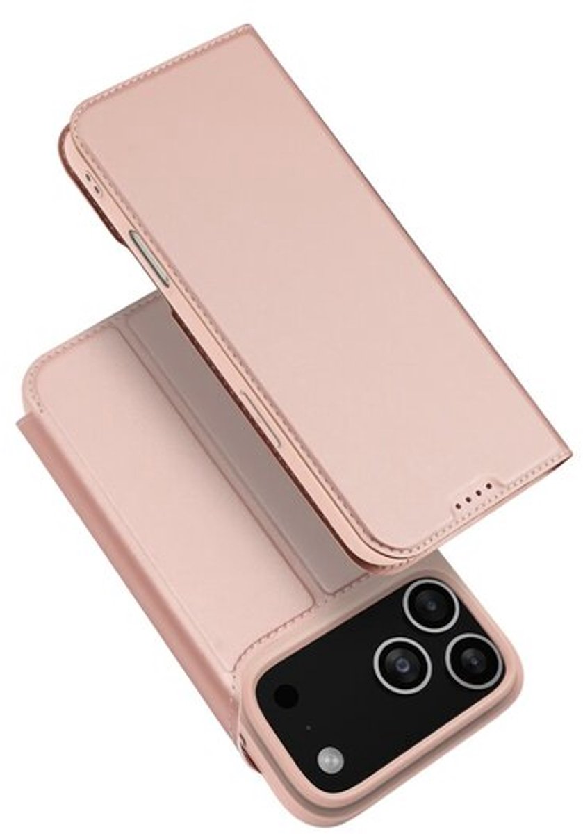 DUX DUCIS iPhone 17 Pro Hoesje – Skin Pro Series PU Lederen Cover met Kaarthouder – Roze