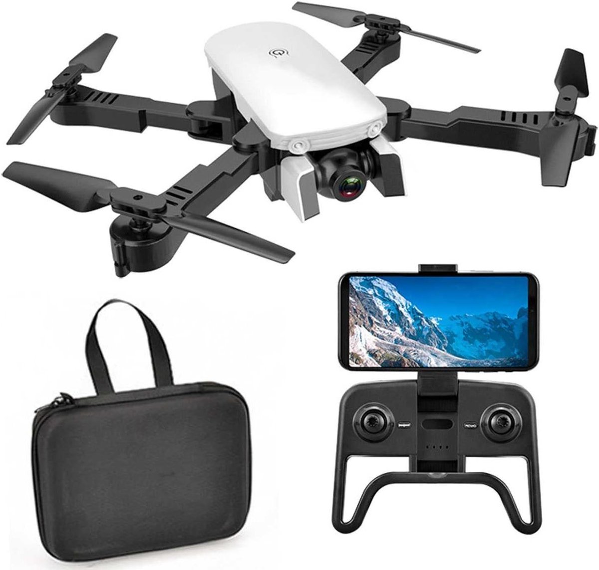 Drone met Camera - RC Quadcopter - Luchtfotografie Maken - Dubbele Camera - 3 Batterijen - Wit
