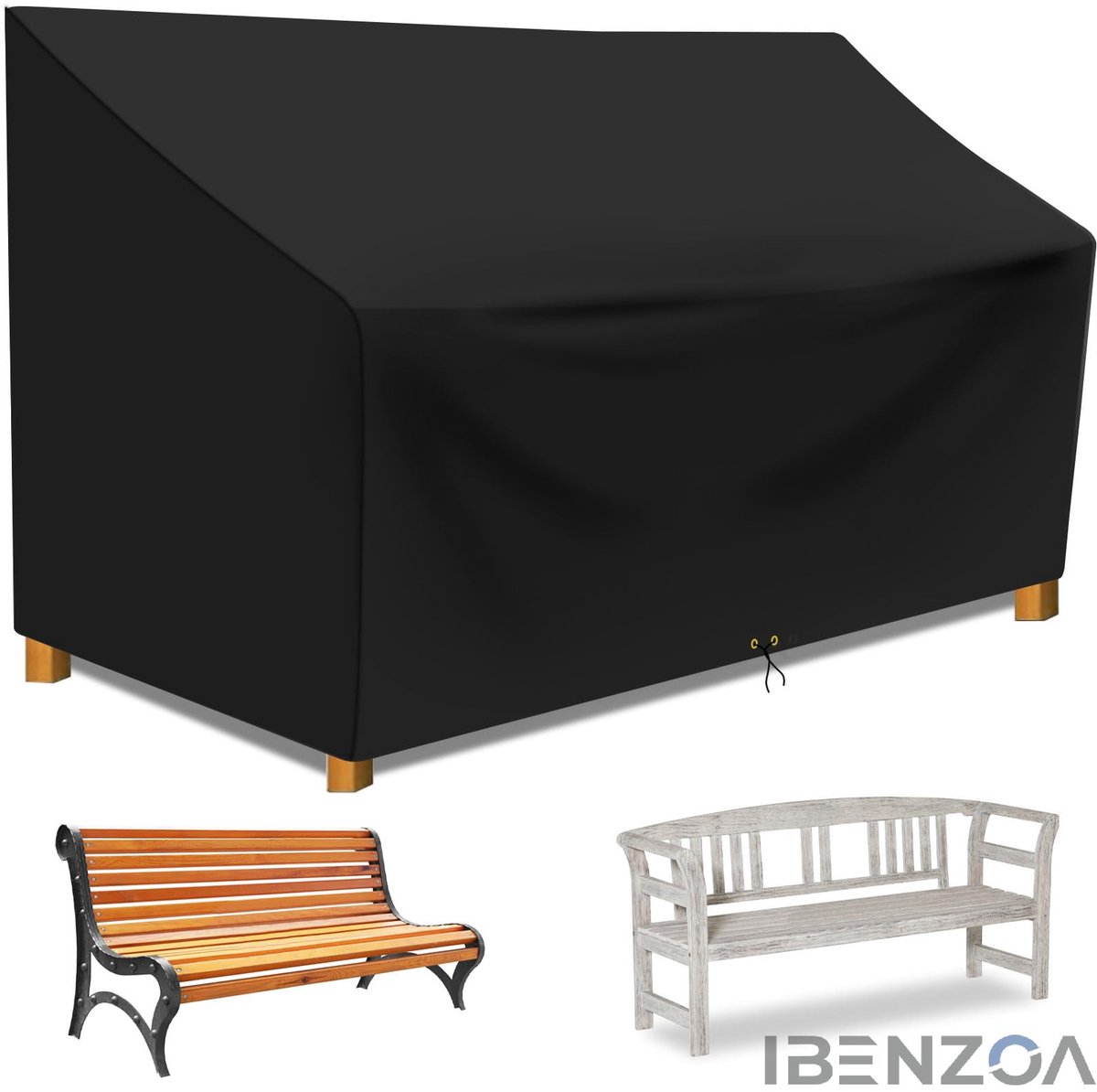Ibenzoa Tuinbankhoes - Waterdicht - 163x66x63/89 cm - Zwart - PE Materiaal