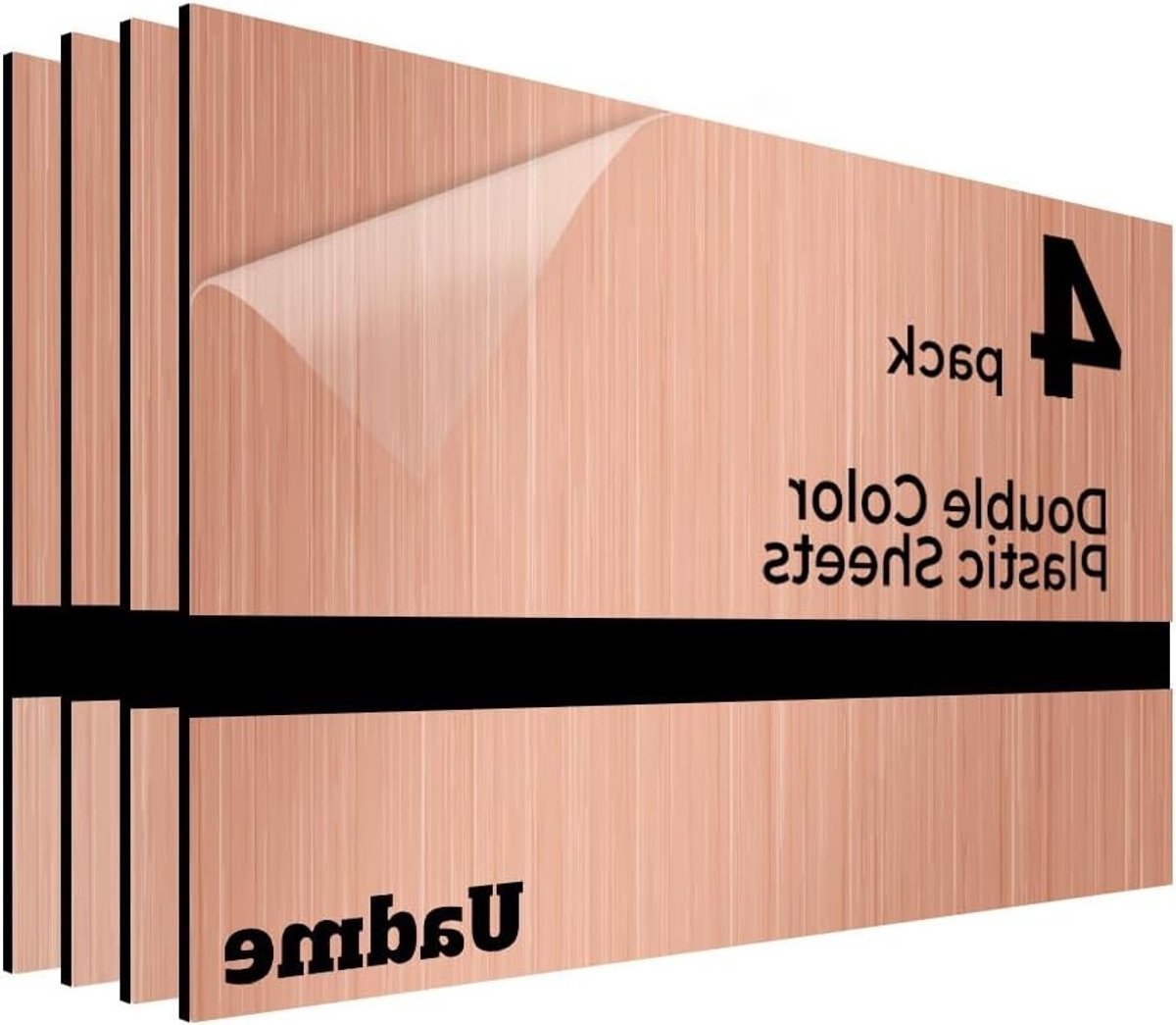 Engravingschijven van ABS, 30x20 cm, 4 Stuks, Ideaal voor Graveren van Schilderijen, Deurborden en Veiligheidsborden, Zwart op Geborsteld Roze Goud