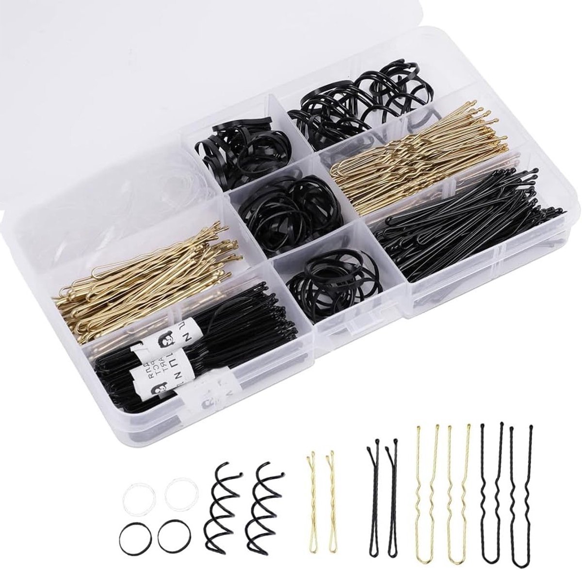 343 Stuks Haarclips Set - Bobby Pins, U Haarclips, Spiraal Haarelastieken en Haaraccessoires voor Meisjes met Opbergdoos