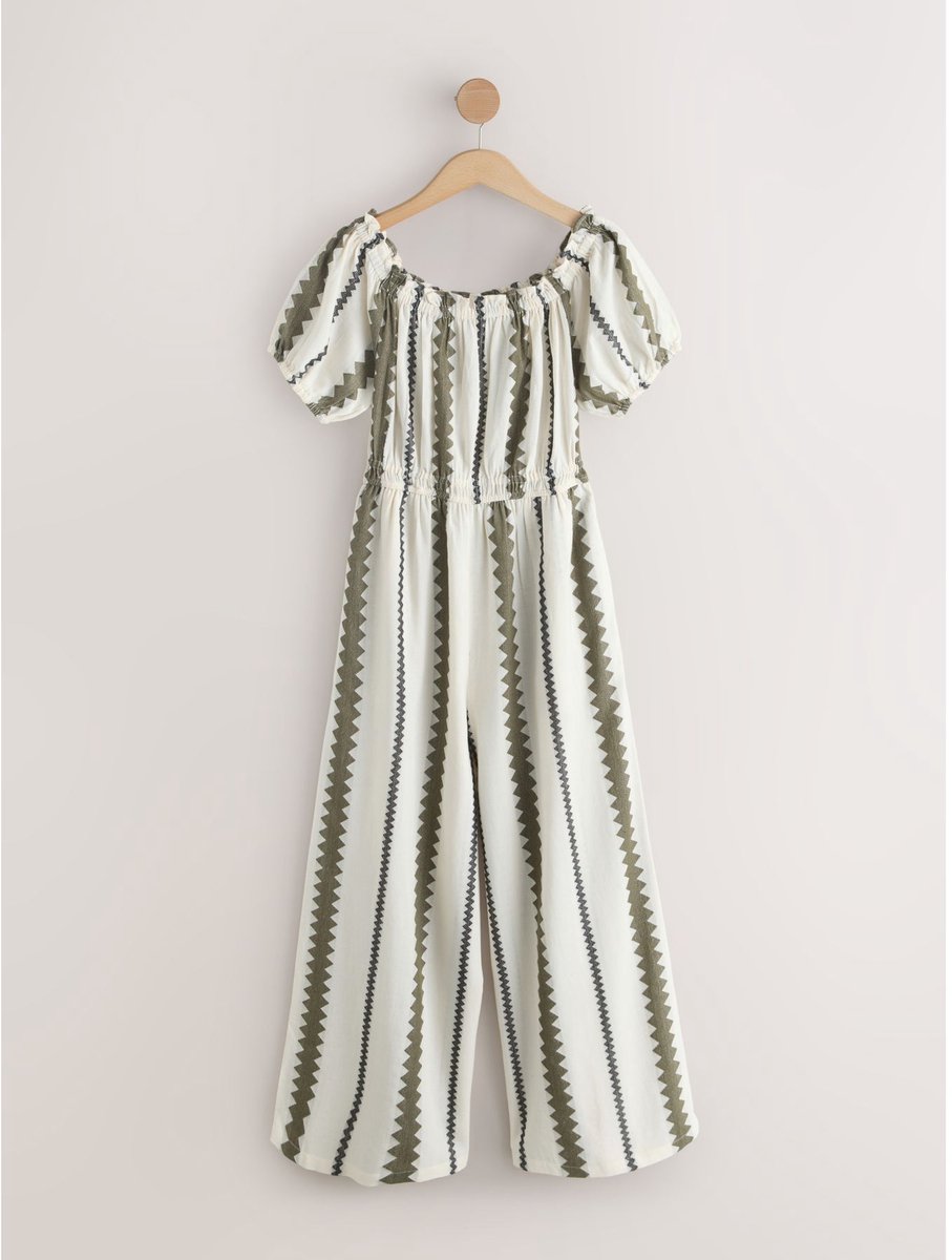 Next - Dames - Petite jumpsuit met blote schouder en wijde pijpen - Petite - Crème