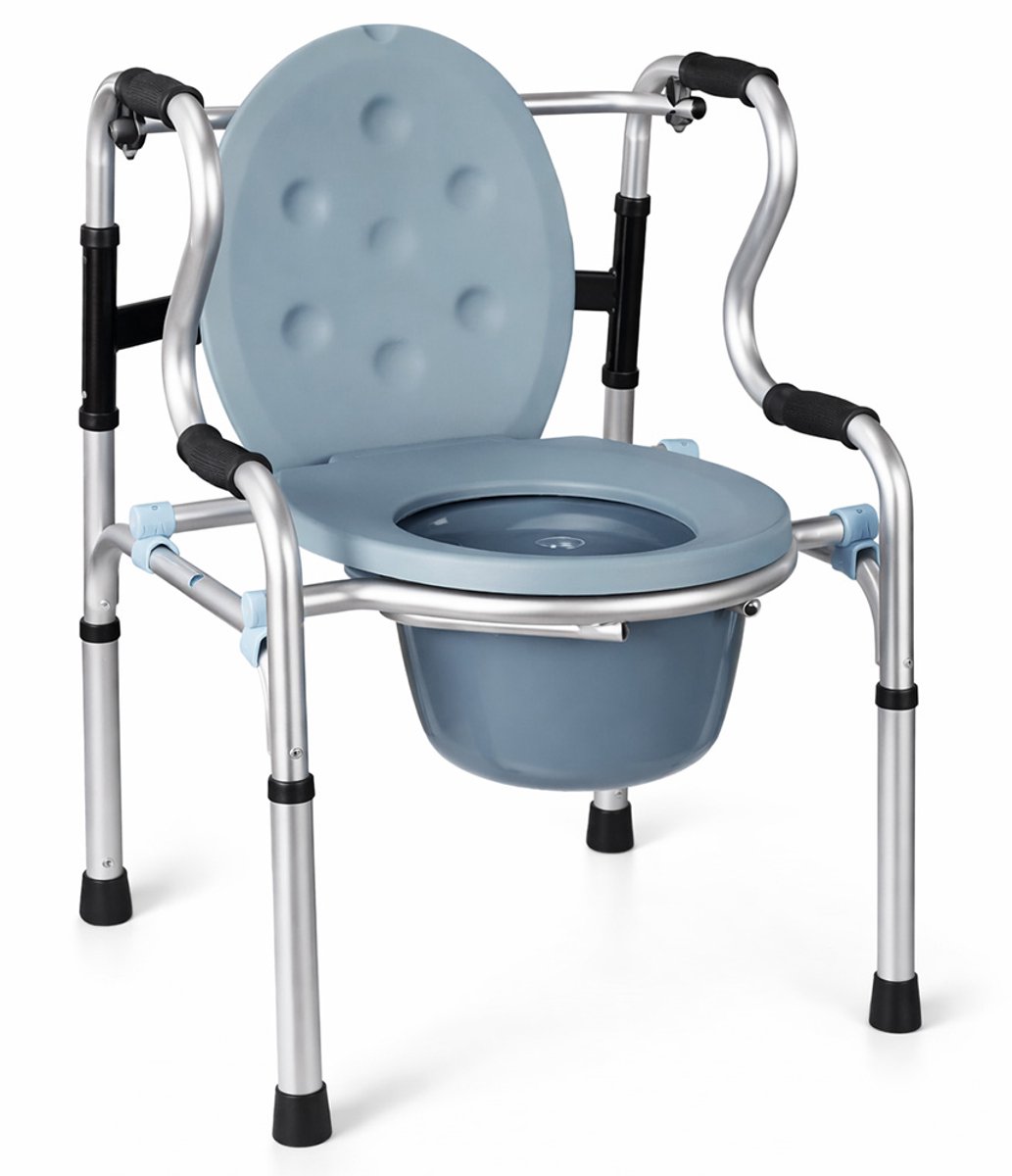 Medical Brace Opvouwbare Toiletstoel - Postoel - Inclusief emmer met deksel - In hoogte verstelbare WC stoel - Commode stoel - Tot 136 kg belastbaar.