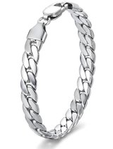 Armband Heren Zilver kleurig – Stalen Schakelarmband Heren – Gourmet Armband Staal Heren – RVS Armband Heren – Gepolijste Stalen Armband – Mauro Vinci Troio – 19.5CM – 8MM