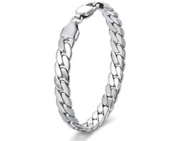 Armband Heren Zilver kleurig – Stalen Schakelarmband Heren – Gourmet Armband Staal Heren – RVS Armband Heren – Gepolijste Stalen Armband – Mauro Vinci Troio – 19.5CM – 8MM