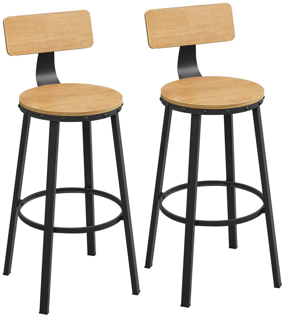 BEGRYF - Barkrukken set van 2 - honingbruin - met rugleuning - 54,5x37x99 cm