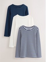 Next - Meisjes - Set van 3 geribbelde tops met lange mouwen - Blauw