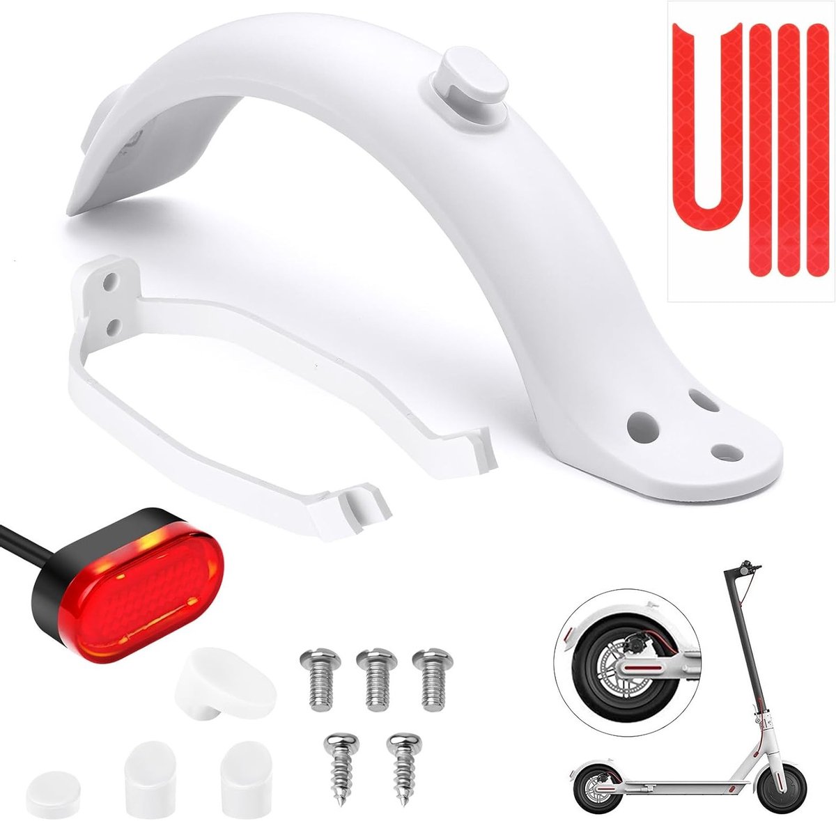 Scooter Achterspatbord Set met Achterspatbord, Beugel, LED Achterlicht en Reflecterende Strip voor Mi Xiaomi M365/M365 Pro Accessoires